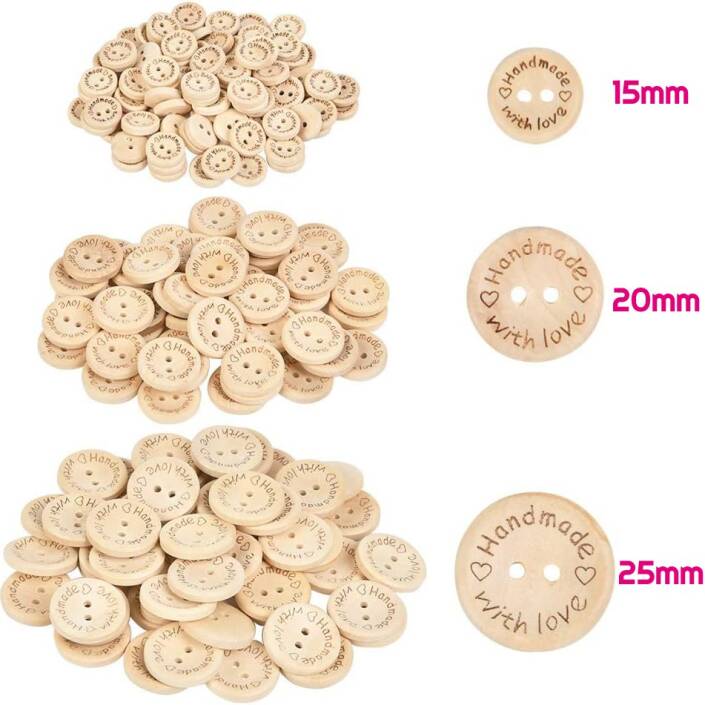 ( 1000 Adet ) Ahsap Handmade Düğme With Love ( 2.5 Cm ) - 1