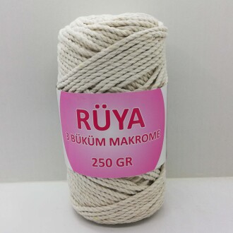 3 Büklüm Makrome Krem ( 250 Gr ) - Rüya