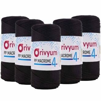 ( 5 adet ) Orivyum NO:4 Polyester Makrome İpi 270 Siyah - Orivyum