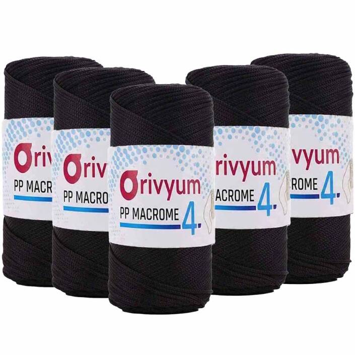 ( 5 adet ) Orivyum NO:4 Polyester Makrome İpi 270 Siyah - 1