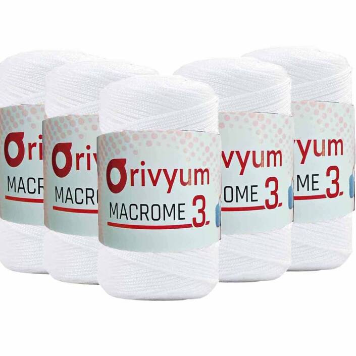 ( 5 adet ) Orivyum NO:3 Polyester Makrome İpi 01 Beyaz - 1