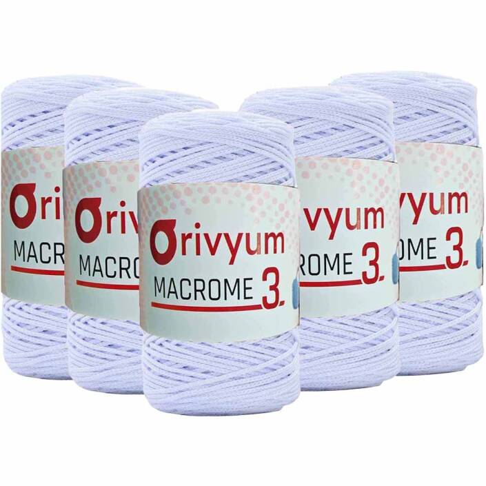 ( 5 adet ) Orivyum NO:3 Polyester Makrome İpi 05 Optik Beyaz - 1