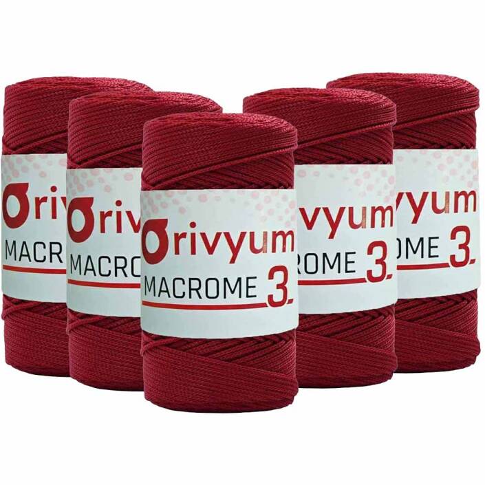 ( 5 adet ) Orivyum NO:3 Polyester Makrome İpi 105 Kırmızı - 1