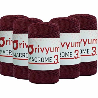 ( 5 adet ) Orivyum NO:3 Polyester Makrome İpi 110 Bordo - Orivyum