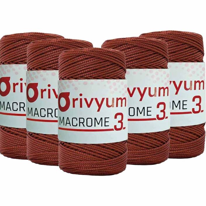 ( 5 adet ) Orivyum NO:3 Polyester Makrome İpi 118 Taba - 1