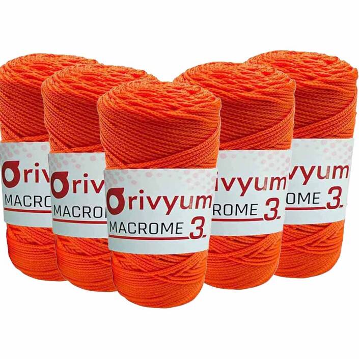 ( 5 adet ) Orivyum NO:3 Polyester Makrome İpi 120 Turuncu - 1