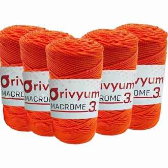 ( 5 adet ) Orivyum NO:3 Polyester Makrome İpi 120 Turuncu - Orivyum