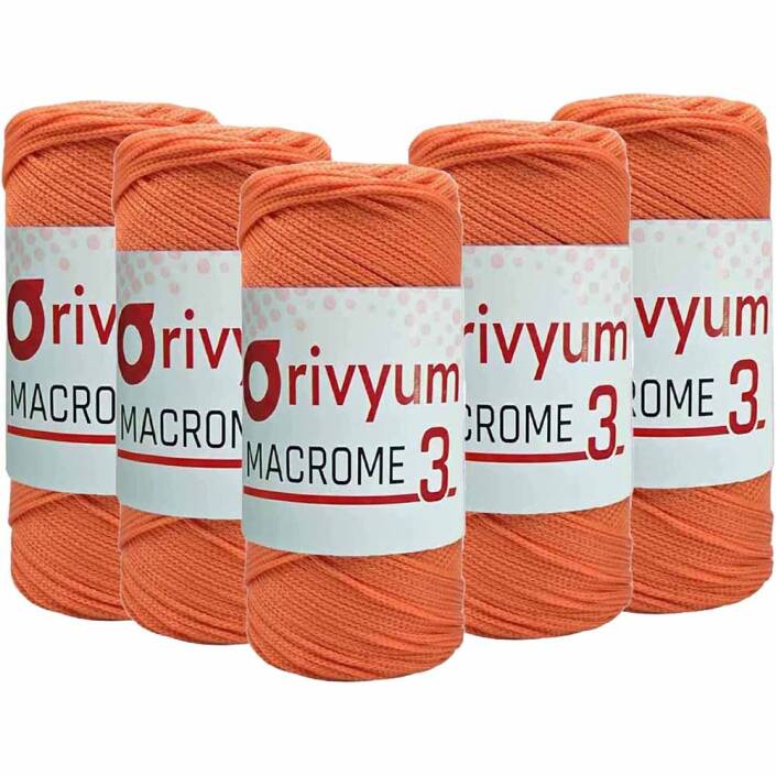 ( 5 adet ) Orivyum NO:3 Polyester Makrome İpi 125 Turuncu - 1