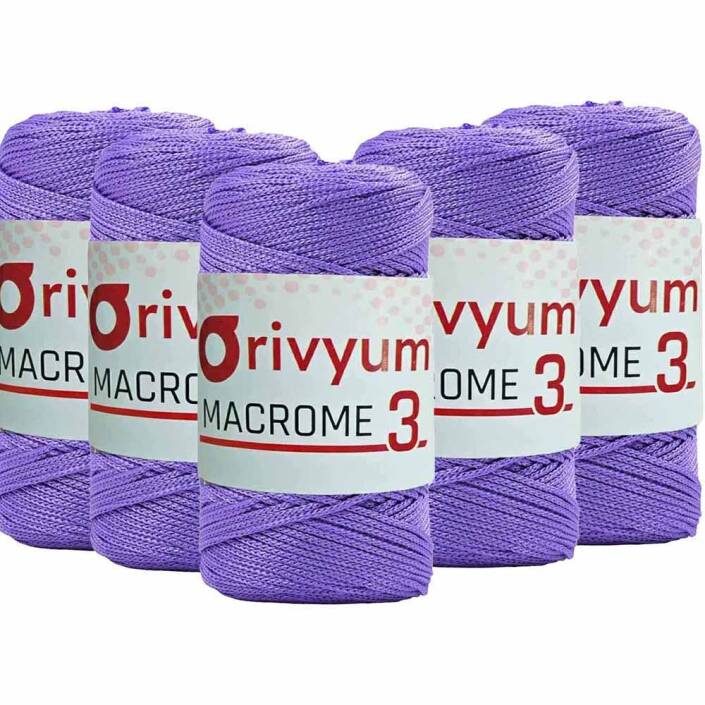 ( 5 adet ) Orivyum NO:3 Polyester Makrome İpi 140 Lila - 1
