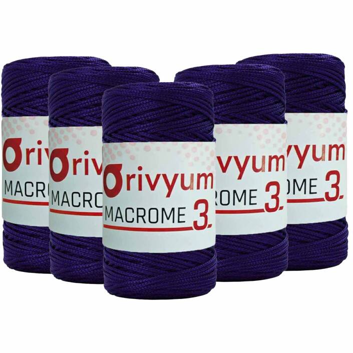( 5 adet ) Orivyum NO:3 Polyester Makrome İpi 142 Mor - 1