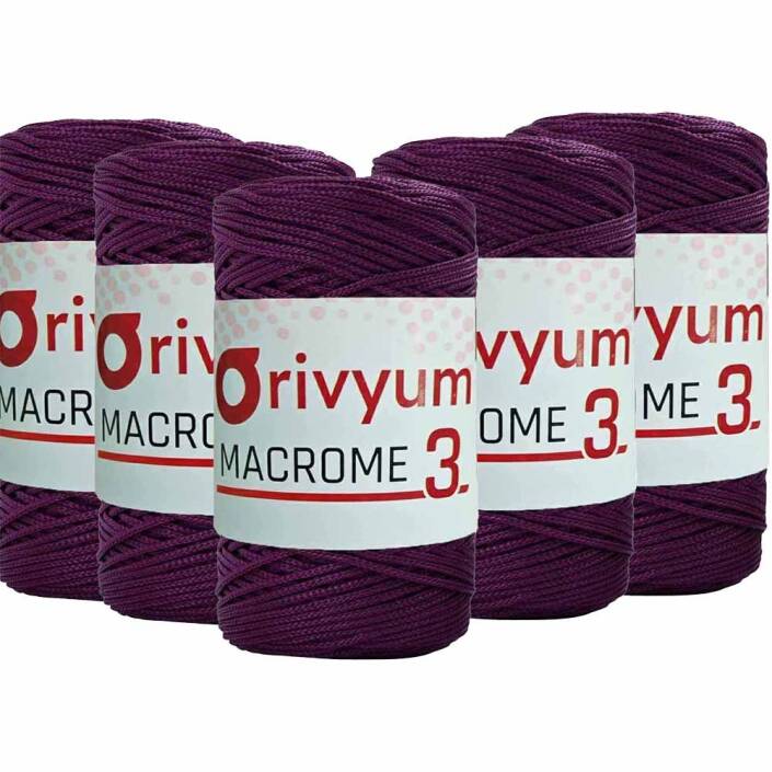 ( 5 adet ) Orivyum NO:3 Polyester Makrome İpi 160 Mürdüm - 1
