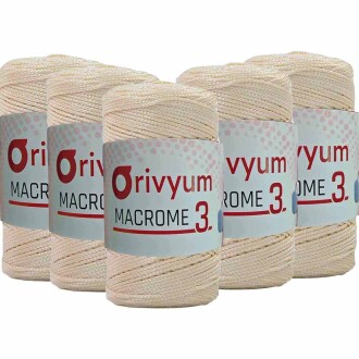 ( 5 adet ) Orivyum NO:3 Polyester Makrome İpi 17 Ekru - Orivyum