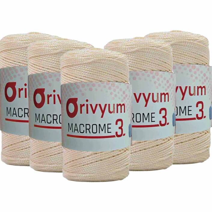 ( 5 adet ) Orivyum NO:3 Polyester Makrome İpi 17 Ekru - 1