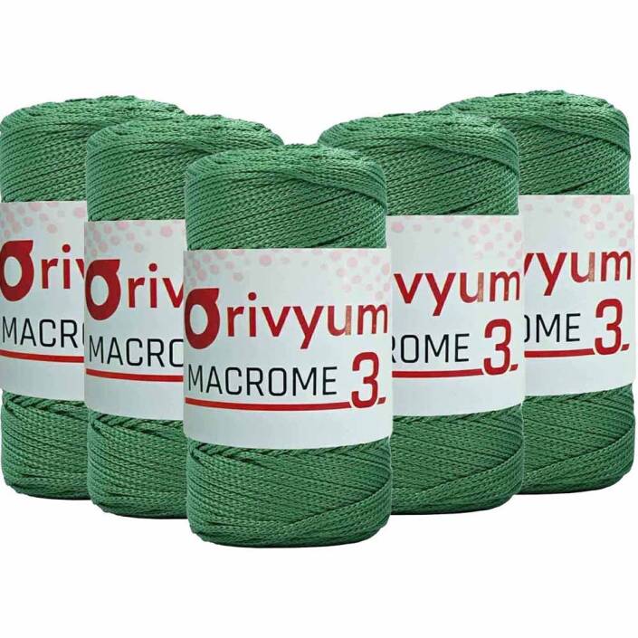 ( 5 adet ) Orivyum NO:3 Polyester Makrome İpi 172 Çimen Yeşil - 1