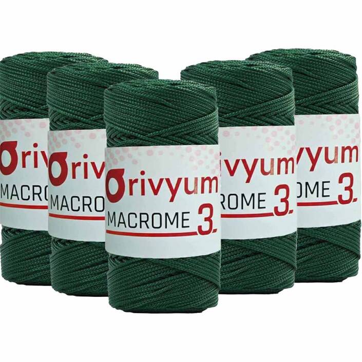 ( 5 adet ) Orivyum NO:3 Polyester Makrome İpi 178 Zümrüt - 1