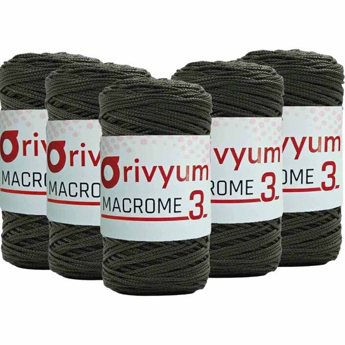 ( 5 adet ) Orivyum NO:3 Polyester Makrome İpi 193 Haki - 1