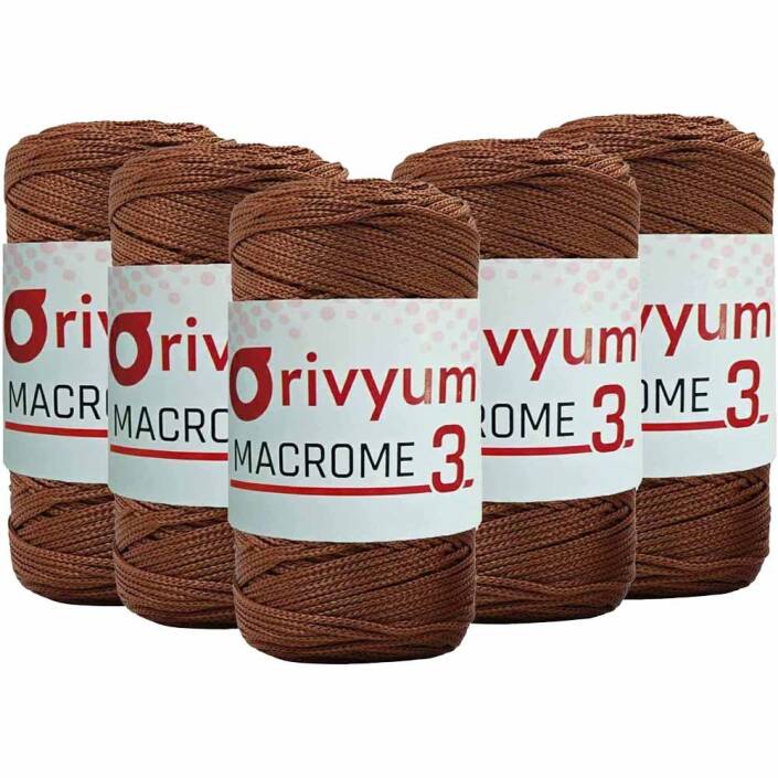 ( 5 adet ) Orivyum NO:3 Polyester Makrome İpi 203 Kahve - 1