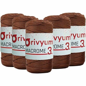( 5 adet ) Orivyum NO:3 Polyester Makrome İpi 203 Kahve - Orivyum