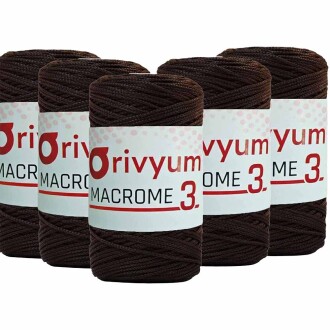 ( 5 adet ) Orivyum NO:3 Polyester Makrome İpi 208 Koyu Kahve - Orivyum