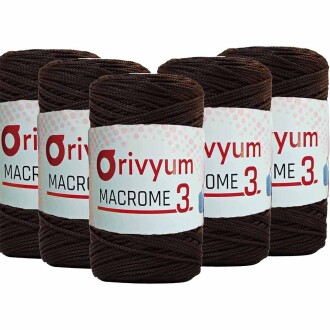 ( 5 adet ) Orivyum NO:3 Polyester Makrome İpi 210 Acı Kahve - Orivyum