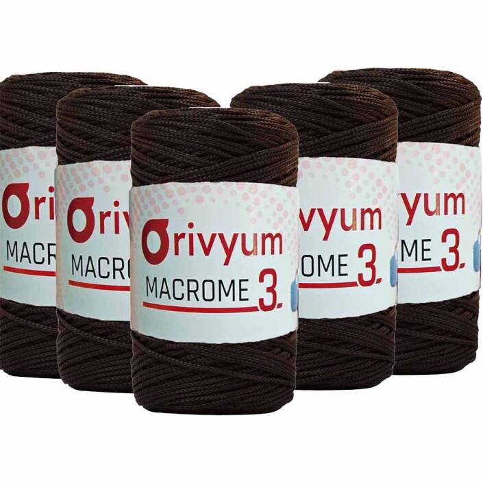 ( 5 adet ) Orivyum NO:3 Polyester Makrome İpi 210 Acı Kahve - 1