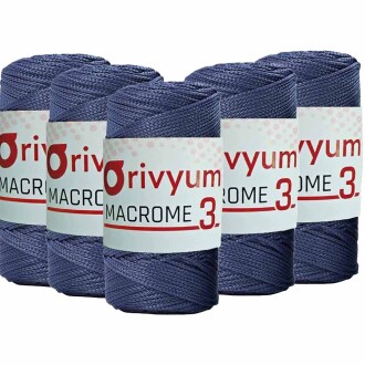 ( 5 adet ) Orivyum NO:3 Polyester Makrome İpi 235 Kot Mavi - Orivyum