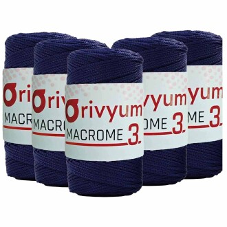 ( 5 adet ) Orivyum NO:3 Polyester Makrome İpi 262 Lacivert - Orivyum