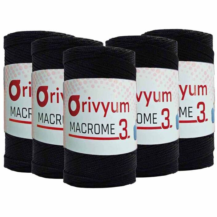 ( 5 adet ) Orivyum NO:3 Polyester Makrome İpi 270 Siyah - 1