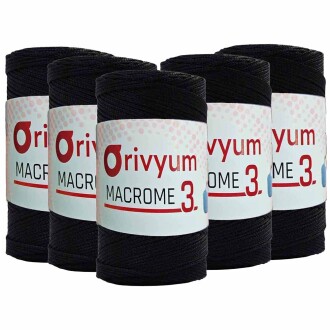 ( 5 adet ) Orivyum NO:3 Polyester Makrome İpi 270 Siyah - Orivyum