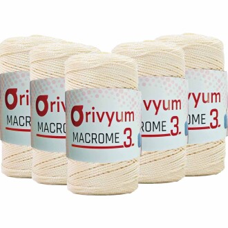 ( 5 adet ) Orivyum NO:3 Polyester Makrome İpi 28 Koyu Krem - Orivyum