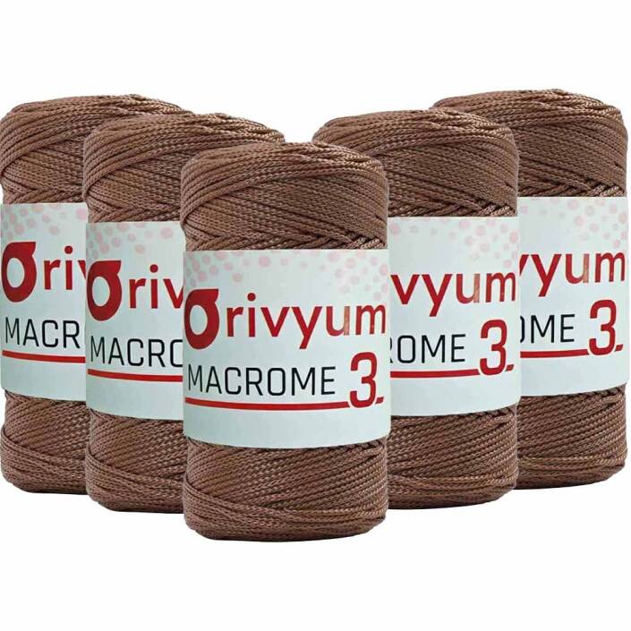 ( 5 adet ) Orivyum NO:3 Polyester Makrome İpi 38 Kahve - 1