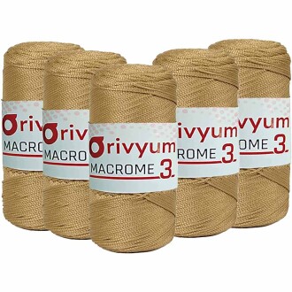 ( 5 adet ) Orivyum NO:3 Polyester Makrome İpi 44 Bej - Orivyum