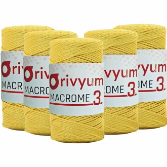 ( 5 adet ) Orivyum NO:3 Polyester Makrome İpi 55 Sarı - Orivyum
