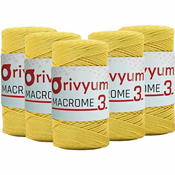 ( 5 adet ) Orivyum NO:3 Polyester Makrome İpi 55 Sarı - 1