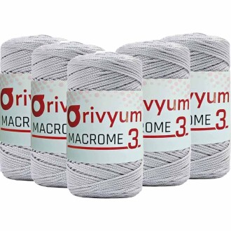 ( 5 adet ) Orivyum NO:3 Polyester Makrome İpi 60 Açık Gri - Orivyum