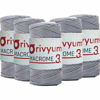 ( 5 adet ) Orivyum NO:3 Polyester Makrome İpi 62 Orta Gri - Orivyum