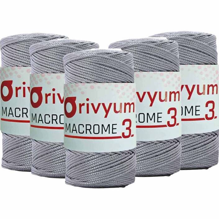 ( 5 adet ) Orivyum NO:3 Polyester Makrome İpi 62 Orta Gri - 1