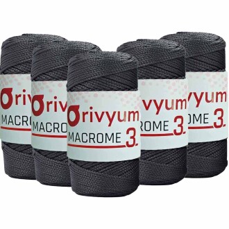 ( 5 adet ) Orivyum NO:3 Polyester Makrome İpi 69 Koyu Gri - Orivyum