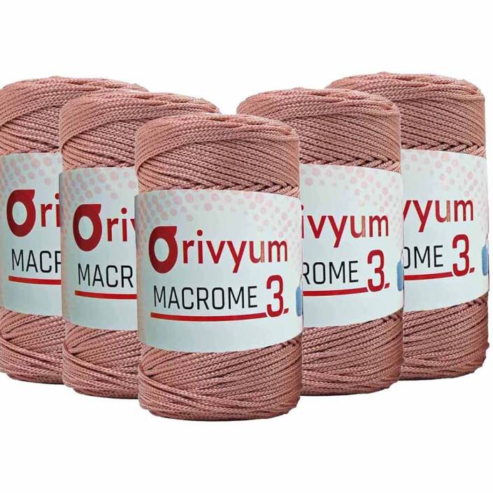 ( 5 adet ) Orivyum NO:3 Polyester Makrome İpi 71 Somon - 1