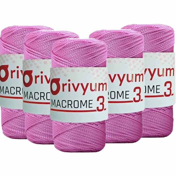 ( 5 adet ) Orivyum NO:3 Polyester Makrome İpi 74 Pembe - 1