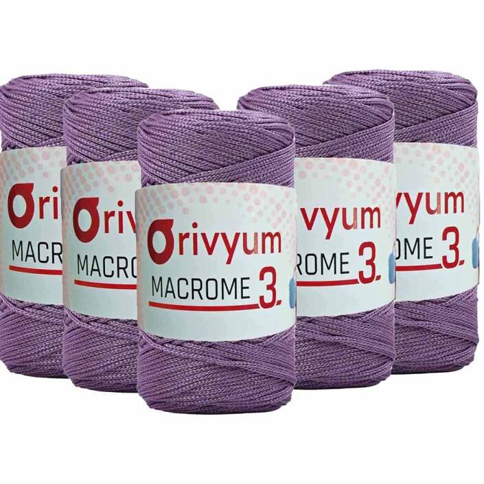 ( 5 adet ) Orivyum NO:3 Polyester Makrome İpi 77 Açık mürdüm - 1