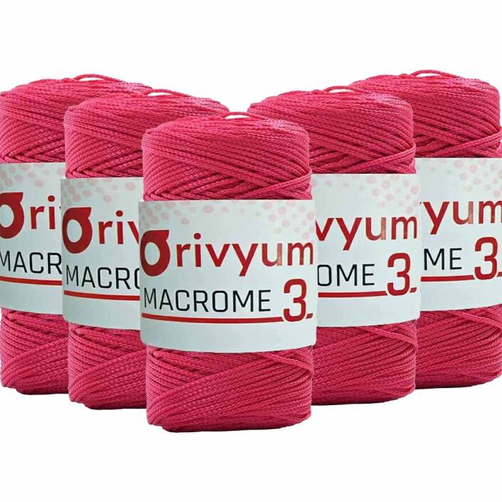 ( 5 adet ) Orivyum NO:3 Polyester Makrome İpi 80 Fuşya - 1
