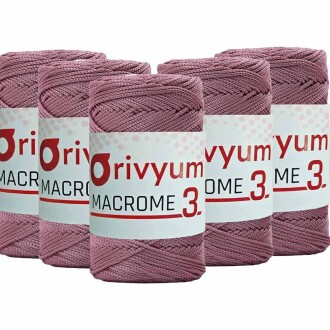 ( 5 adet ) Orivyum NO:3 Polyester Makrome İpi 90 Gül Kurusu - Orivyum