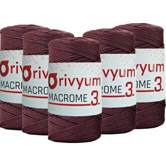 ( 5 adet ) Orivyum NO:3 Polyester Makrome İpi 96 Koyu Gül - Orivyum
