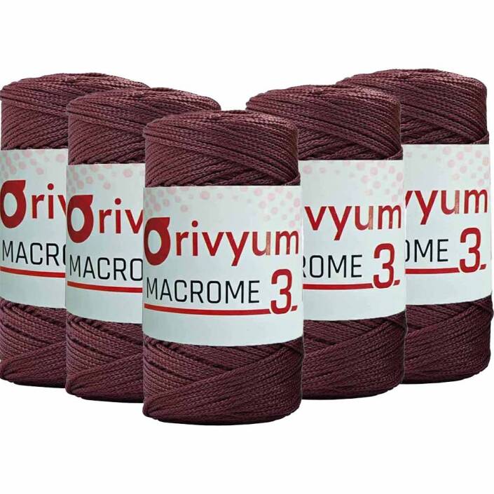 ( 5 adet ) Orivyum NO:3 Polyester Makrome İpi 96 Koyu Gül - 1