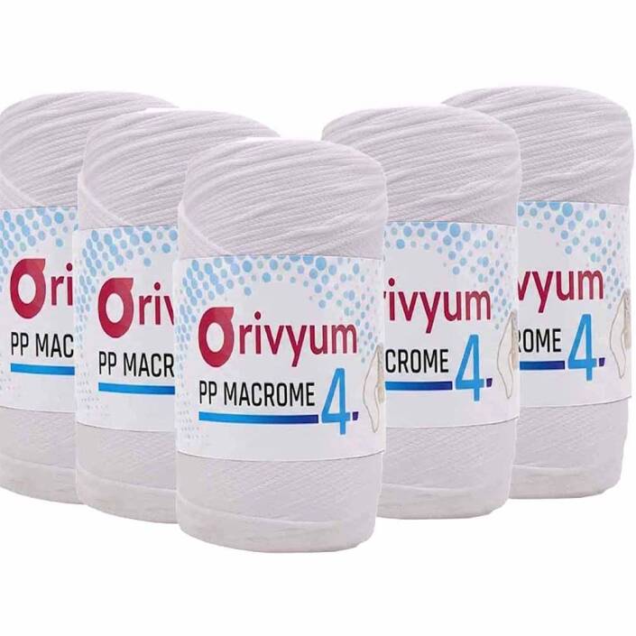 ( 5 adet ) Orivyum NO:4 Polyester Makrome İpi 01 Beyaz - 1