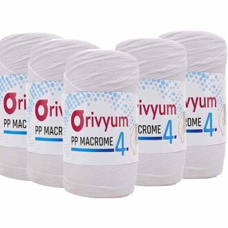 ( 5 adet ) Orivyum NO:4 Polyester Makrome İpi 01 Beyaz - Orivyum
