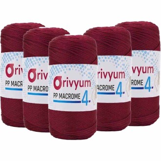 ( 5 adet ) Orivyum NO:4 Polyester Makrome İpi 110 Bordo - Orivyum