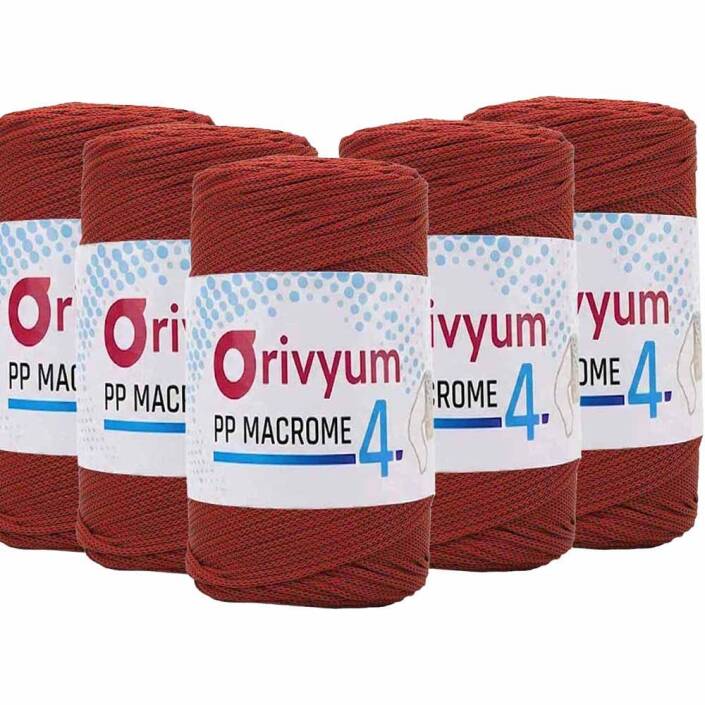 ( 5 adet ) Orivyum NO:4 Polyester Makrome İpi 118 Taba - 1