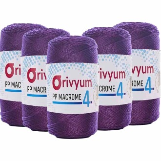 ( 5 adet ) Orivyum NO:4 Polyester Makrome İpi 160 Mürdüm - Orivyum